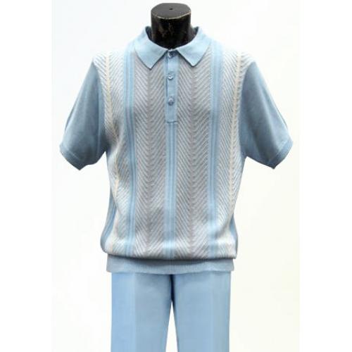Michael Irvin Sky Blue 2 PC Knitted Silk Blend Outfit # M2115S-P